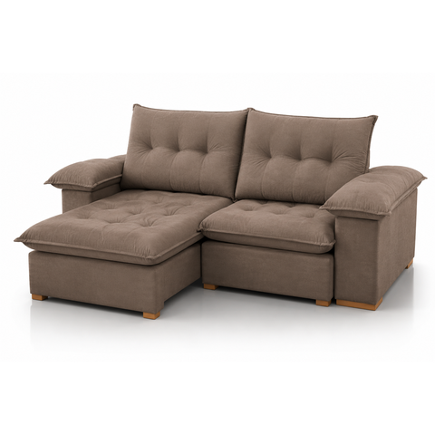 Sofá Retrátil e Reclinável Ravello com Molas Ensacadas e Espuma Soft D28:Veludo Marrom/2,10