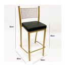 Ver imagem 4 de Banqueta Média para Balcão Empilhável Kit 3 Unidades Cor Dourado Fosco Assento Preto Altura 65cm