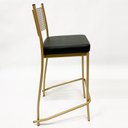 Ver imagem 3 de Banqueta Média para Balcão Empilhável Kit 3 Unidades Cor Dourado Fosco Assento Preto Altura 65cm