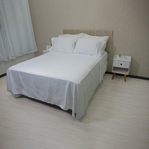 Jogo de Cama Lençol 400 Fios Casal P. Palito 4 Pçs Branco Casa Dona