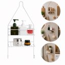 Ver imagem 1 de Porta Shampoo Duplo Organizador Suspenso Ferro Aramado Multiuso Banheiro Branco Yeet