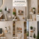 Ver imagem 5 de Porta Shampoo Duplo Organizador Suspenso Ferro Aramado Multiuso Banheiro Branco Yeet