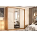 Ver imagem 1 de Guarda Roupa 3 Portas de Correr e 2 Gavetas c/ Espelho Residence Amêndola/Off White - Demóbile