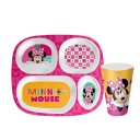 Ver imagem 1 de Kit Prato Refeição Infantil 4 Divisórias e Copo Melamina Minnie Mouse Disney - Tuut
