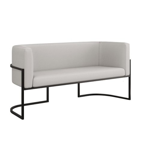 Sofá Namoradeira Corino 2 Lugares Moderna Base Metal Preta Cor:bege