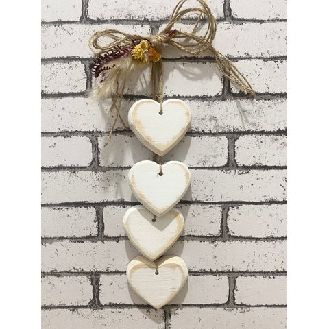 Penca de Coração Branca C/ 4 Unidades Decoração de Porta Decoração de Casa