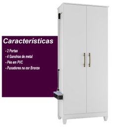 Armário Multiuso Jade 70cm 2 Portas Branco Moval - 4