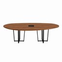 Ver imagem 2 de Mesa de Reunião Orgânica 2,70m x 1,60m com Caixa de Tomadas Pés Metal e Tampo Bipartido Corporate F5 Marrom/Nogal com Preto