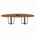Ver imagem 5 de Mesa de Reunião Orgânica 2,70m x 1,60m com Caixa de Tomadas Pés Metal e Tampo Bipartido Corporate F5 Marrom/Nogal com Preto
