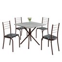 Ver imagem 2 de Conjunto Sala de Jantar Mesa Quadrada 70x70cm Tampo Granito Topázio 4 Cadeiras Rio Marrom/Preto Floral