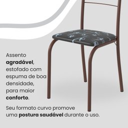 Conjunto Sala de Jantar Mesa Quadrada 70x70cm Tampo Granito Topázio 4 Cadeiras Rio - 6