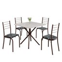 Ver imagem 2 de Conjunto Sala de Jantar Mesa Quadrada 70x70cm Tampo Madeira MDP 4 Cadeiras Rio Marrom/Preto Floral