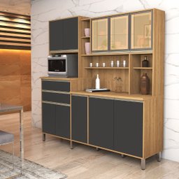 Armário Gabi Cozinha Completa Compacta Mdf Vidro Reflecta:cinza - 2