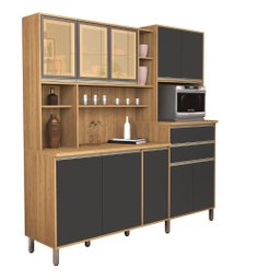 Armário Gabi Cozinha Completa Compacta Mdf Vidro Reflecta:cinza - 5