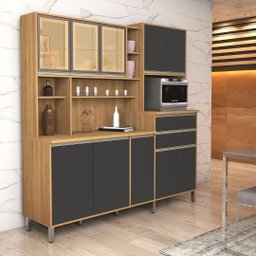 Armário Gabi Cozinha Completa Compacta Mdf Vidro Reflecta:cinza - 4