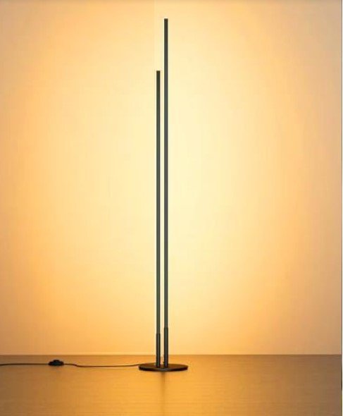 Luminária de Chão Moderna Slim 2 Perfis P/ Fita Led (inclusa) - Preta 95cm - 1