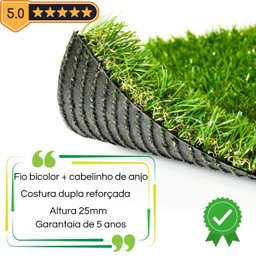Grama Sintetica Europeia 25mm (20m2) 2,00m X 10,00m - 10