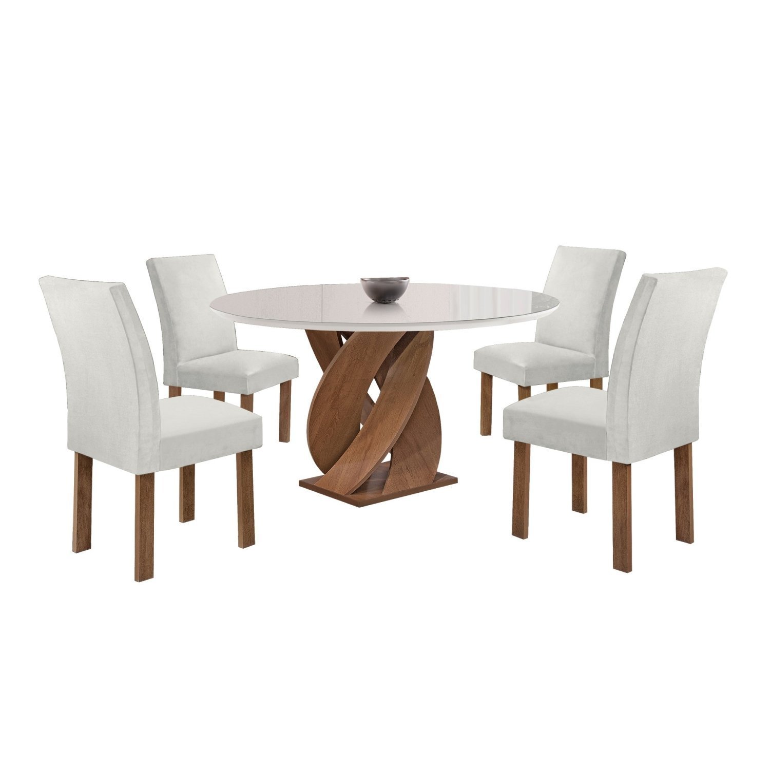 Conjunto Mesa Luna 100cm com 4 Cadeiras Canela Tampo Redondo Plus com Vidro - 2