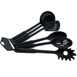 Conjunto Kit Utensílios Cozinha Nylon Pegadores Preto - 4