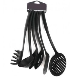 Conjunto Kit Utensílios Cozinha Nylon Pegadores Preto - 3