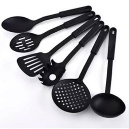 Conjunto Kit Utensílios Cozinha Nylon Pegadores Preto - 2