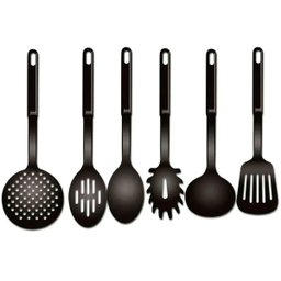 Conjunto Kit Utensílios Cozinha Nylon Pegadores Preto - 1
