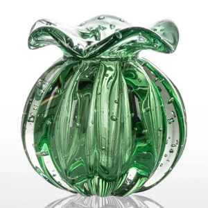 Vaso Trouxinha em Cristal Murano Verde Esmeralda Love M