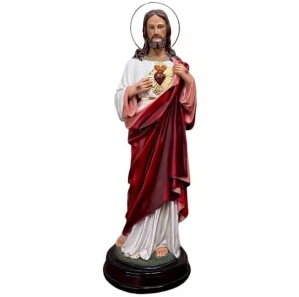 Imagem Sagrado Coração de Jesus Resina 25cm com Auréola