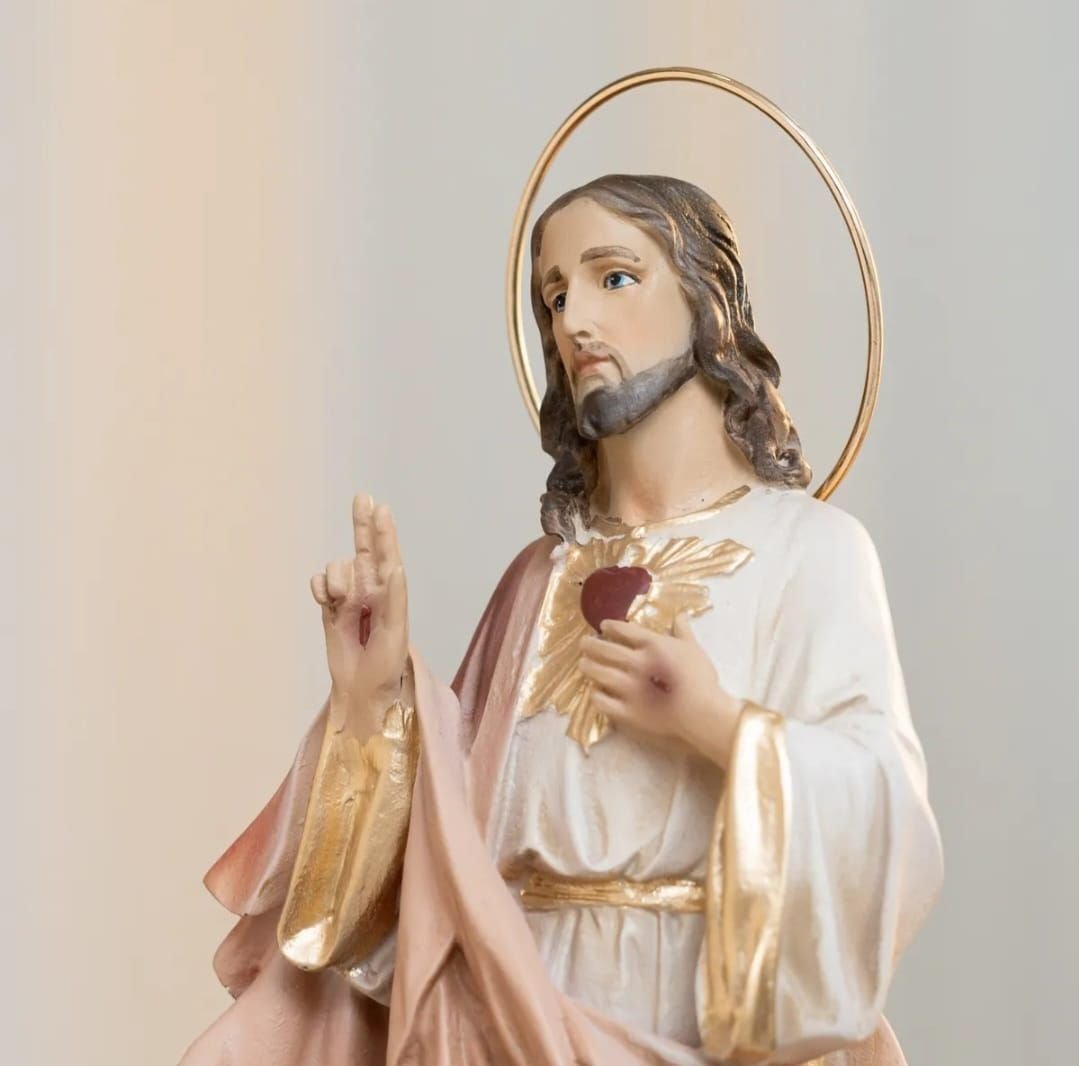 Imagem Sagrado Coração de Jesus Resina 25cm com Auréola - 8