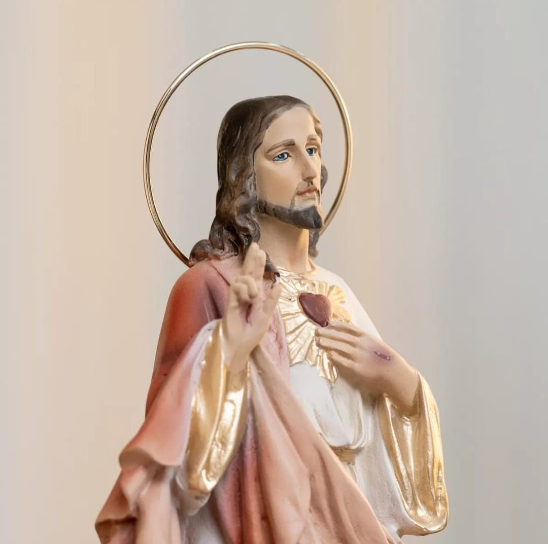 Imagem Sagrado Coração de Jesus Resina 25cm com Auréola - 7