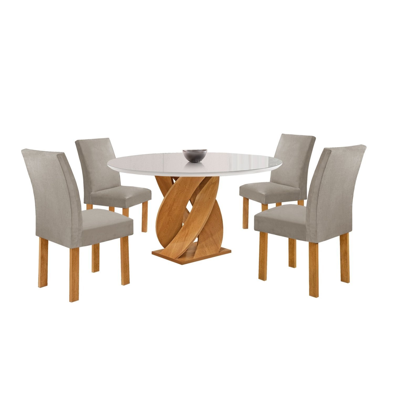 Conjunto Mesa Luna 100cm com 4 Cadeiras Canela Tampo Redondo Plus com Vidro - 2