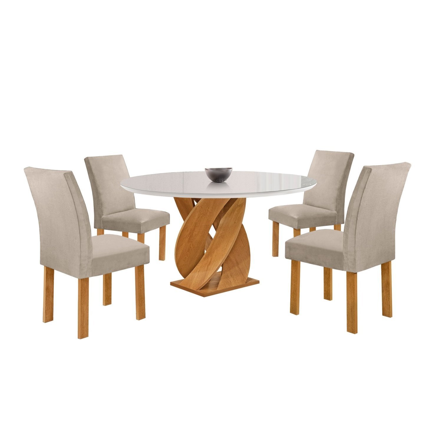 Conjunto Mesa Luna 100cm com 4 Cadeiras Canela Tampo Redondo Plus com Vidro - 2