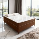 Ver imagem 1 de Cama Box Casal Valley Pkt 10 Eps Spring Luxo Marrom/Branco