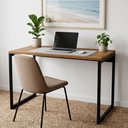 Ver imagem 5 de Mesa Escrivaninha Slim Industrial com Estrutura Aço Metalon Home Office Nature/pé Preto - Lh Móveis