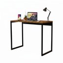 Ver imagem 2 de Mesa Escrivaninha Slim Industrial com Estrutura Aço Metalon Home Office Nature/pé Preto - Lh Móveis