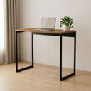 Ver imagem 4 de Mesa Escrivaninha Slim Industrial com Estrutura Aço Metalon Home Office Nature/pé Preto - Lh Móveis