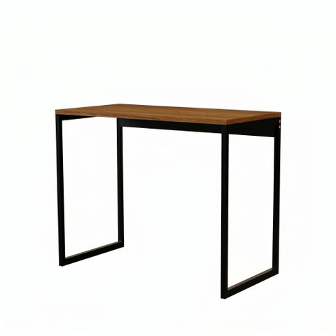Mesa Escrivaninha Slim Industrial com Estrutura Aço Metalon Home Office Nature/pé Preto - Lh Móveis