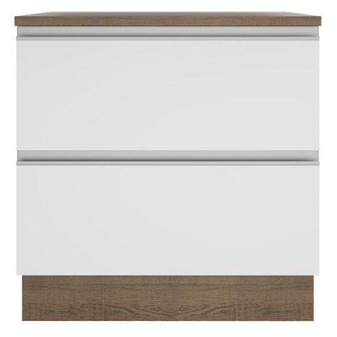 Balcão Glamy 80 cm 2 Gavetas Rustic e Branco Madesa