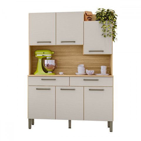 Armário de Cozinha Modena 6 Portas 2 Gavetas Freijó/soft - Kits Paraná