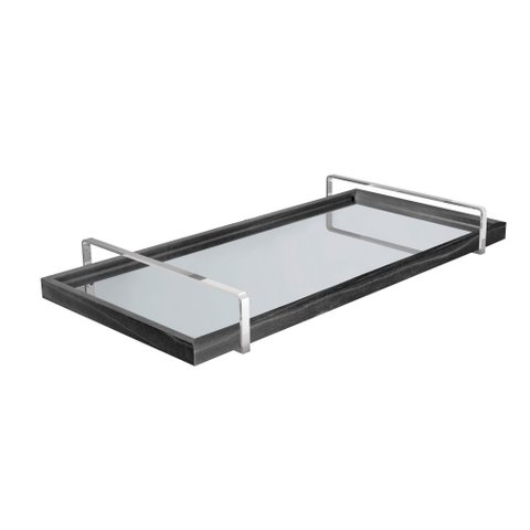 Bandeja Decorativa Espelhada Lf017 Preto/cromado