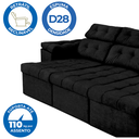 Ver imagem 4 de Sofá Italia 225 cm Retrátil e Reclinável Suede Preto – Sofá na Web