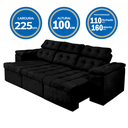 Ver imagem 3 de Sofá Italia 225 cm Retrátil e Reclinável Suede Preto – Sofá na Web