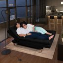 Ver imagem 2 de Sofá Cama Vancouver 3 Lugares Império Reclinável Casal Pés Madeira Suede Preto 381