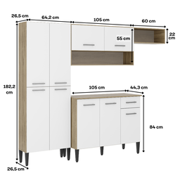 Cozinha Compacta com Armário e Balcão Arizona Glam Carraro - 3