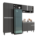 Ver imagem 1 de Kit de Cozinha Completo 230cm Vanessa 3 Peças Ajl Móveis:cinza
