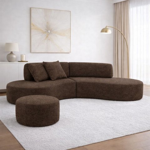 Sofá Estopar Virginia 2 Metros com Puff Bouclé para Sala