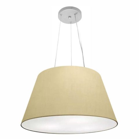 Lustre Pendente Cone Vivare Md-4141 Cúpula em Tecido 30/50x35cm - Bivolt Algodão-crú 127/220v