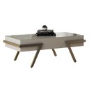 Ver imagem 1 de Mesa Centro Sala Retangular Tampo Branco Vidro Branco Base Cor Champanhe Ebano