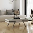 Ver imagem 2 de Mesa Centro Sala Retangular Tampo Branco Vidro Branco Base Cor Champanhe Ebano