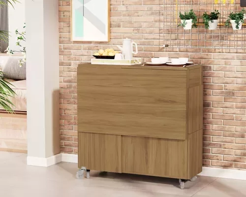 Ver imagem 3 de Mesa De Jantar Jade Dobravél Apartamento Lazer 120 Cm -100% MDF -Multifuncional - Amendoa